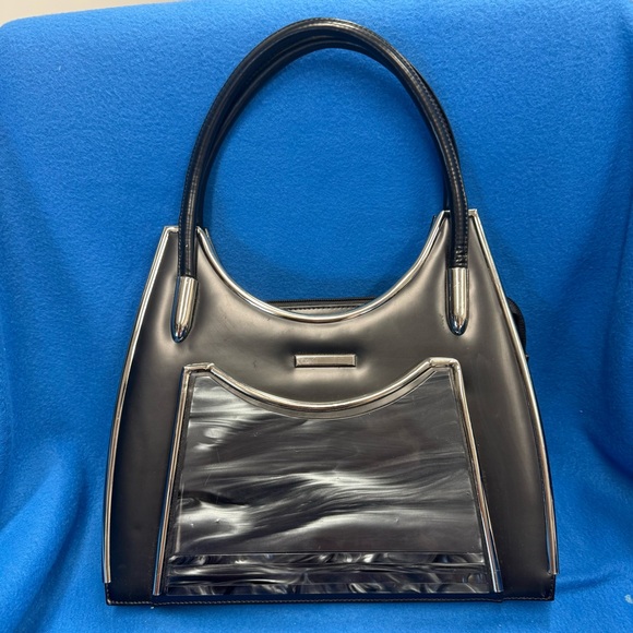 Nicole Lee Elegant Black and Silver Women's Handbag faux stone front - Picture 1 of 6